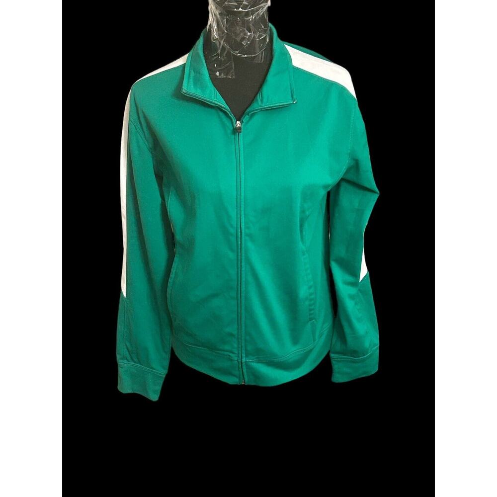Augusta Sportswear Womens Small Green & White Athletic Jacket Pullover 1/4 Zip